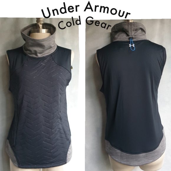Under Armour ColdGear Reactor 3G Pullover Mock Neck Black & Grey Vest Jacket SM - Picture 16 of 16